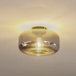 Lindby Loftlamper|Loftlamper > loftlampe Hildur, Ø 28,5 cm, røggrå, glas