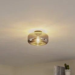 Lindby Loftlamper|Loftlamper > loftlampe Hildur, Ø 28,5 cm, røggrå, glas