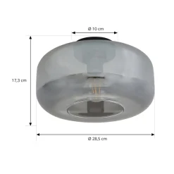 Lindby Loftlamper|Loftlamper > loftlampe Hildur, Ø 28,5 cm, røggrå, glas