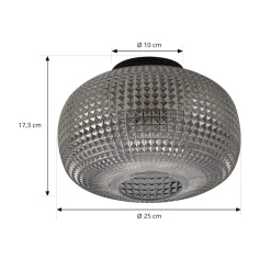 Gang|Loftlamper ^ Lindby loftlampe Hildur, Ø 25 cm, røggrå, glas