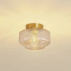 Gang|Loftlamper ^ Lindby loftlampe Hildur, ravfarvet, glas, Ø 22 cm