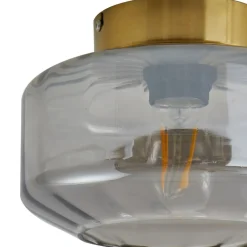 Loftlamper|Loftlamper ^ Lindby loftlampe Hildur, røggrå, glas, Ø 22 cm