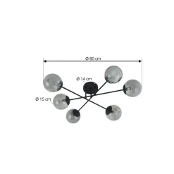 Loftlamper|Pendellamper ^ Lindby loftlampe Isamer, røggrå, Ø 80 cm, kugle
