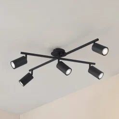 Gang|Loftlamper ^ Lindby loftlampe Joffrey, 78 cm, sort, 5 lyskilder, GU10