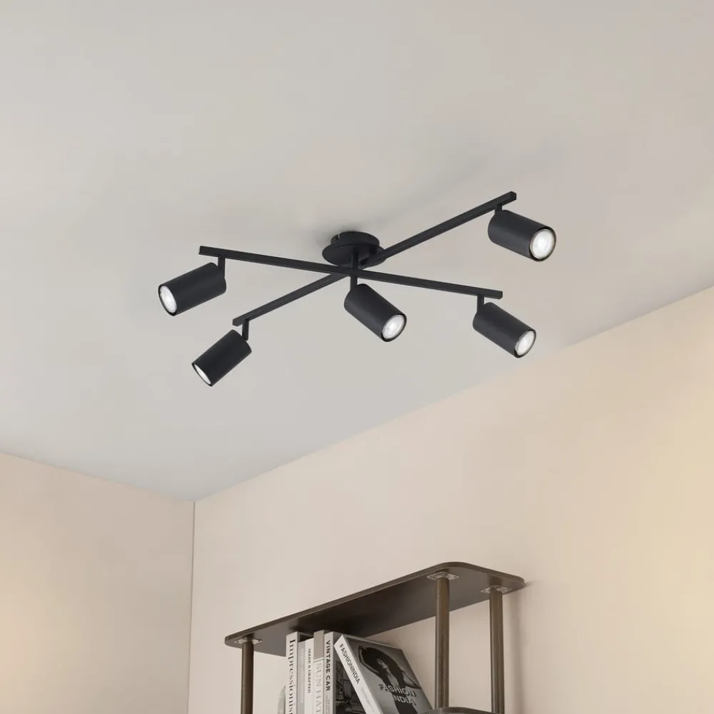 Gang|Loftlamper ^ Lindby loftlampe Joffrey, 78 cm, sort, 5 lyskilder, GU10
