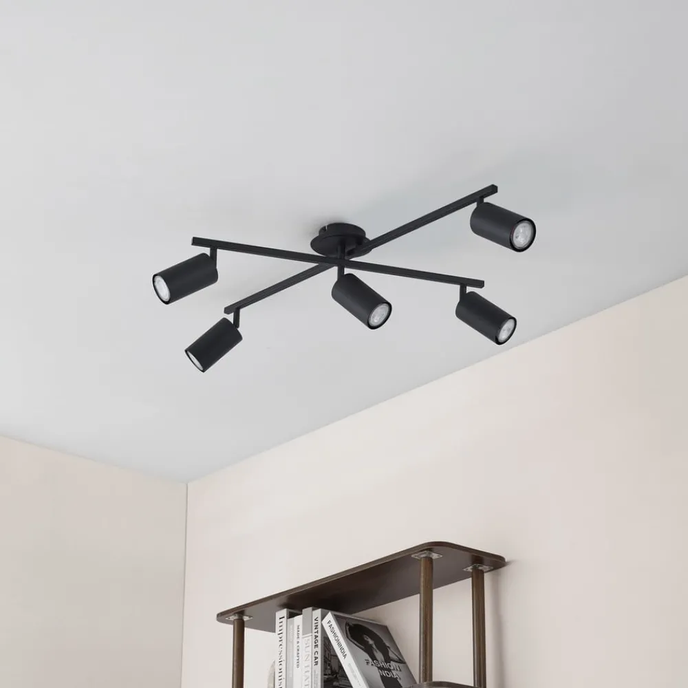 Gang|Loftlamper ^ Lindby loftlampe Joffrey, 78 cm, sort, 5 lyskilder, GU10