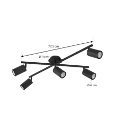 Gang|Loftlamper ^ Lindby loftlampe Joffrey, 78 cm, sort, 5 lyskilder, GU10