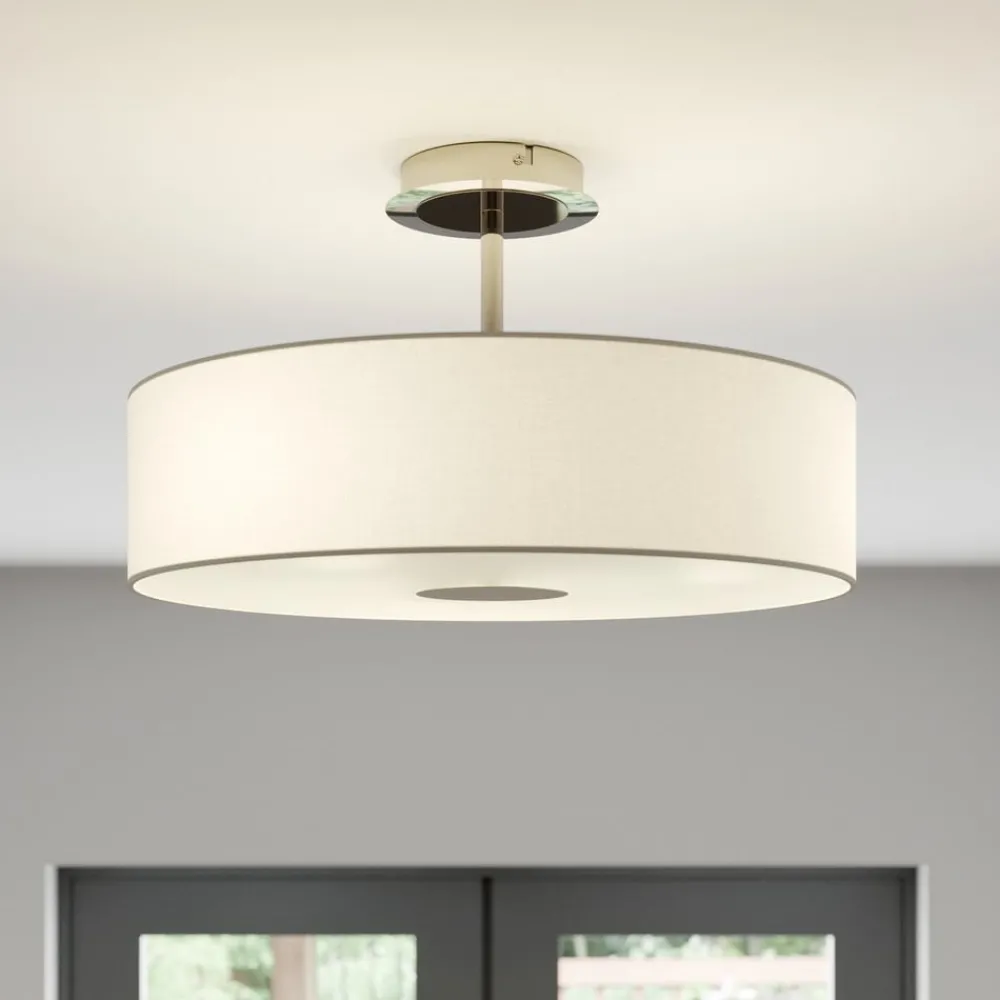 Lindby Gang|Pendellamper > loftlampe Josia, hvid, stof, Ø 47 cm, E27