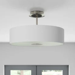 Lindby Gang|Pendellamper > loftlampe Josia, hvid, stof, Ø 47 cm, E27