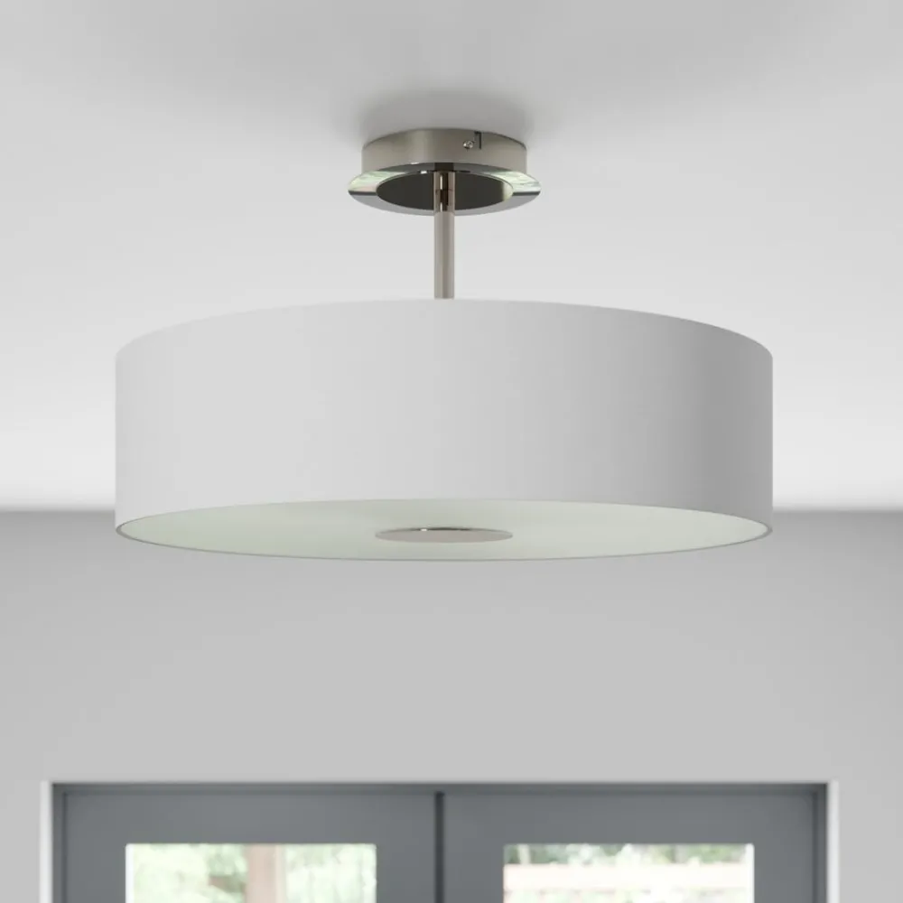 Lindby Gang|Pendellamper > loftlampe Josia, hvid, stof, Ø 47 cm, E27