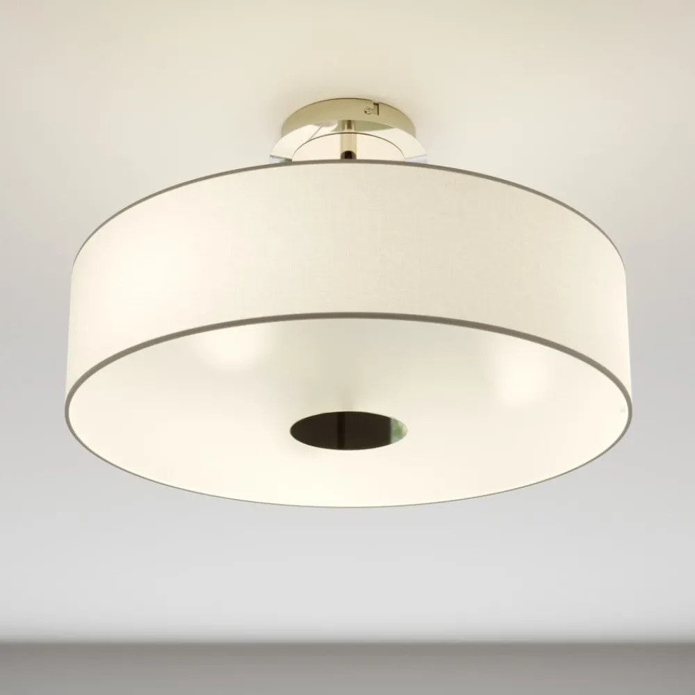 Lindby Gang|Pendellamper > loftlampe Josia, hvid, stof, Ø 47 cm, E27