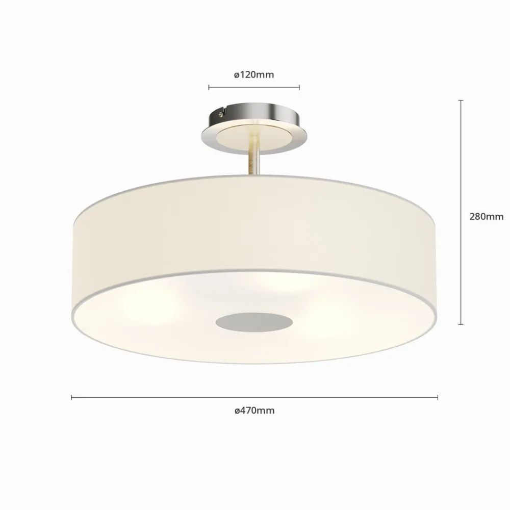 Lindby Gang|Pendellamper > loftlampe Josia, hvid, stof, Ø 47 cm, E27