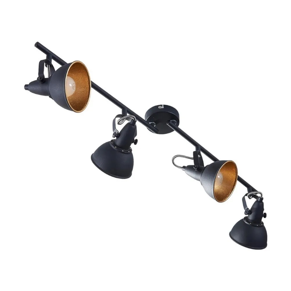 Lindby Loftlamper|Loftlamper > loftlampe Julin, 85 cm, 4 lyskilder, sort-guld