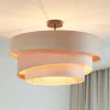 Lindby Loftlamper|Pendellamper > loftlampe Jusari, creme, tekstil, Ø 56 cm, E27