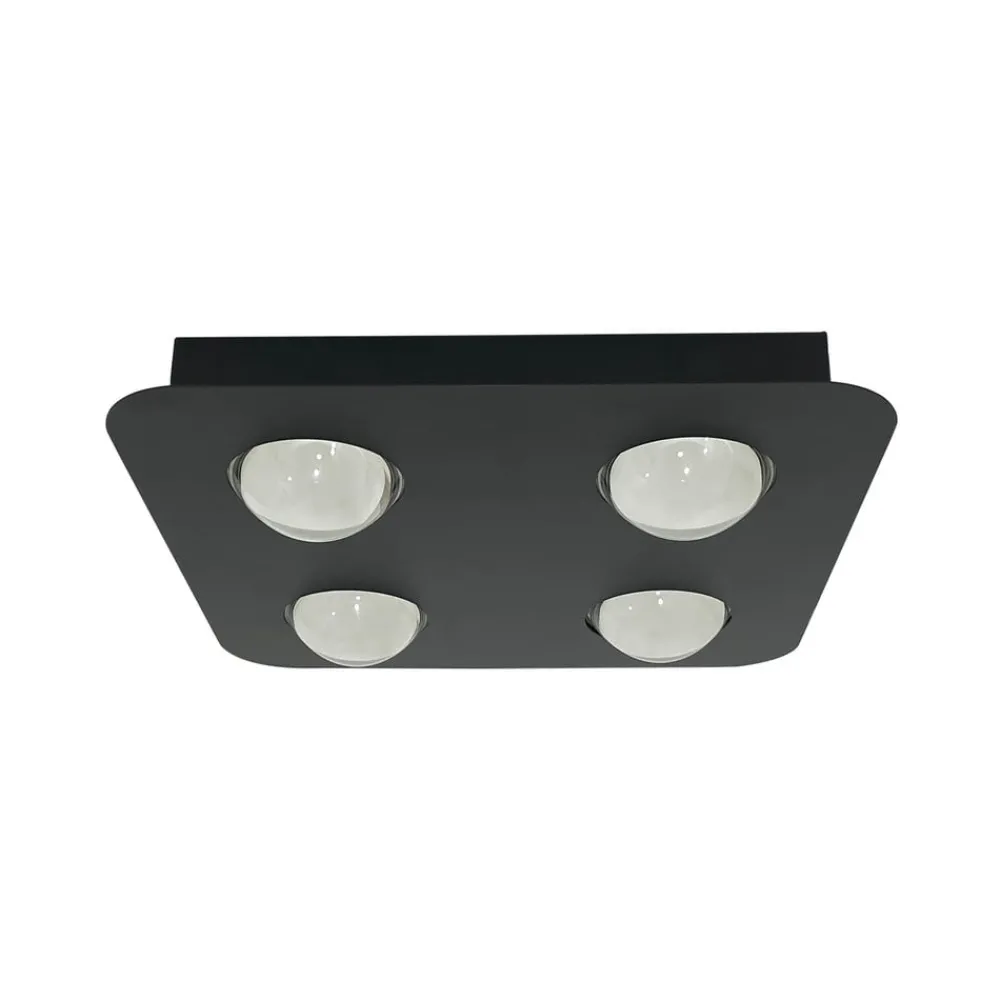 Lindby Arbejdsrum/Kontor > loftlampe Jyla, sort, 3.000 K, 4 lyskilder, linse