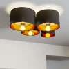 Lindby Loftlamper|Loftlamper > loftlampe Laurenz, 4 lyskilder, sort/guld, tekstil