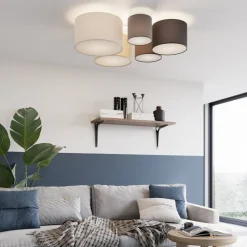 Lindby Gang|Loftlamper > loftlampe Laurenz, 5 lyskilder, 93 cm, brun/beige, E27