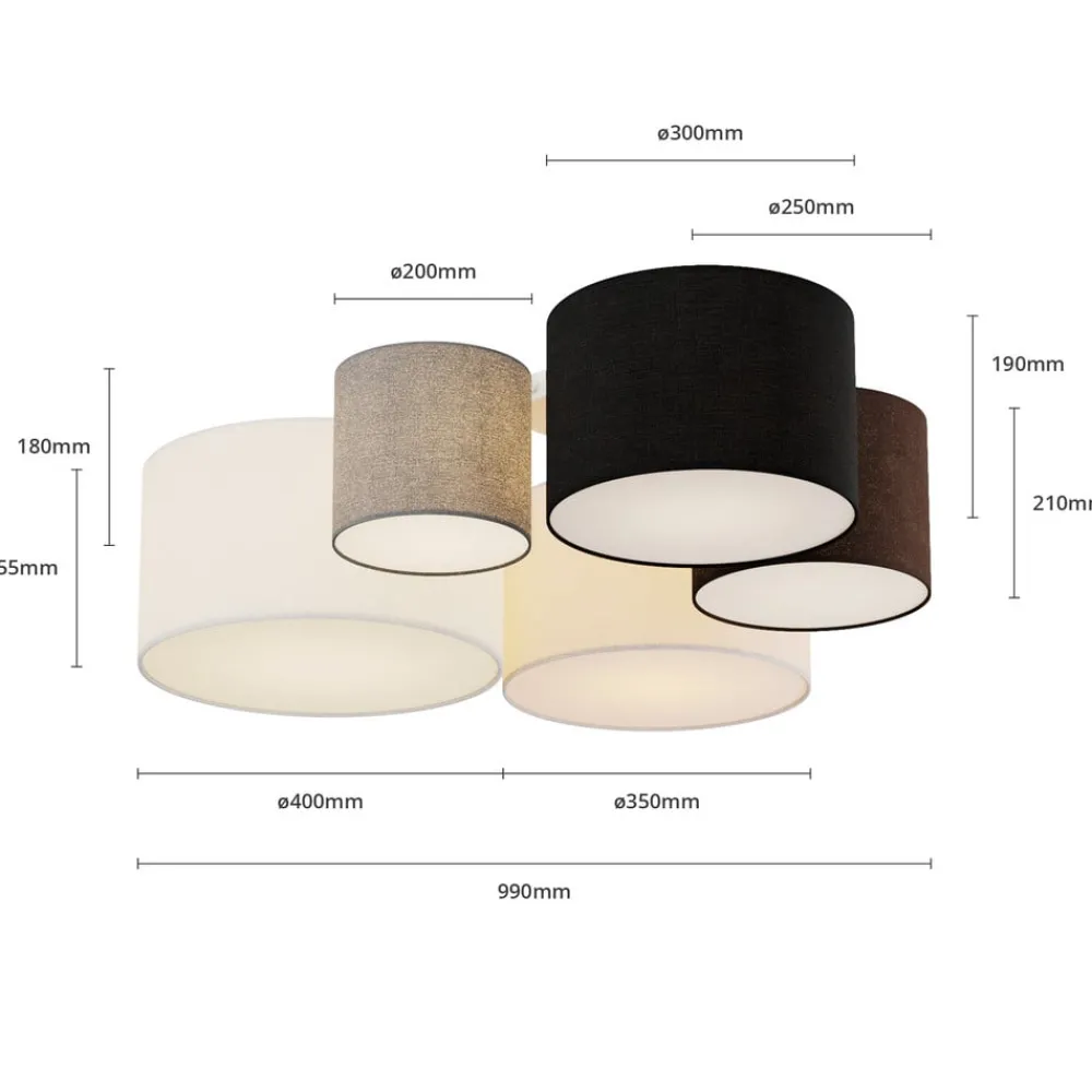 Lindby Gang|Loftlamper > loftlampe Laurenz, 5 lyskilder, 93 cm, brun/beige, E27