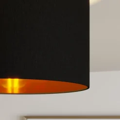 Lindby Gang|Loftlamper > loftlampe Laurenz, 3 lyskilder, sort/guld, tekstil