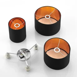 Lindby Gang|Loftlamper > loftlampe Laurenz, 3 lyskilder, sort/guld, tekstil