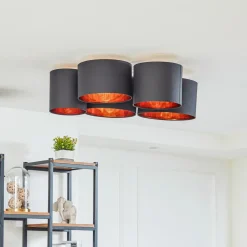 Lindby Gang|Loftlamper > loftlampe Laurenz, 5 lyskilder, 83 cm sort/guld