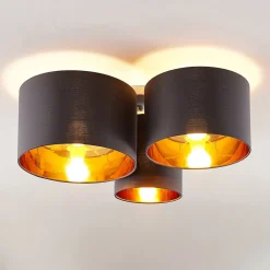 Lindby Gang|Loftlamper > loftlampe Laurenz, 3 lyskilder, grå/guld, tekstil
