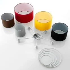 Lindby Gang|Loftlamper > loftlampe Laurenz, 5 lyskilder, 93 cm, rød/gul, tekstil