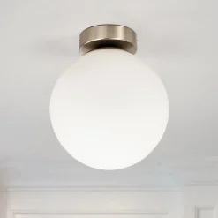 Gang|Loftlamper ^ Lindby loftlampe Lennie, hvid, glas, Ø 20 cm, IP44, E27