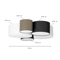 Lindby Loftlamper > loftlampe Lettie, grå/sort/hvid, 5 lyskilder, E27