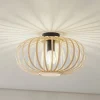 Gang|Loftlamper ^ Lindby Loftlampe Lielle, naturlig bambus, Ø 38 cm