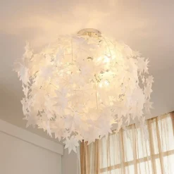 Lindby Gang|Loftlamper > loftlampe Maple, Ø 70 cm, krom, hvid, tekstil