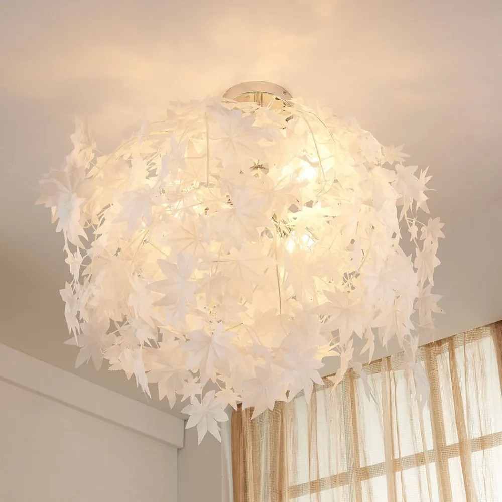 Lindby Gang|Loftlamper > loftlampe Maple, Ø 70 cm, krom, hvid, tekstil