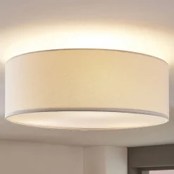 Lindby Loftlamper|Loftlamper > loftlampe Mariat, hvid, hør, Ø 45 cm, E27