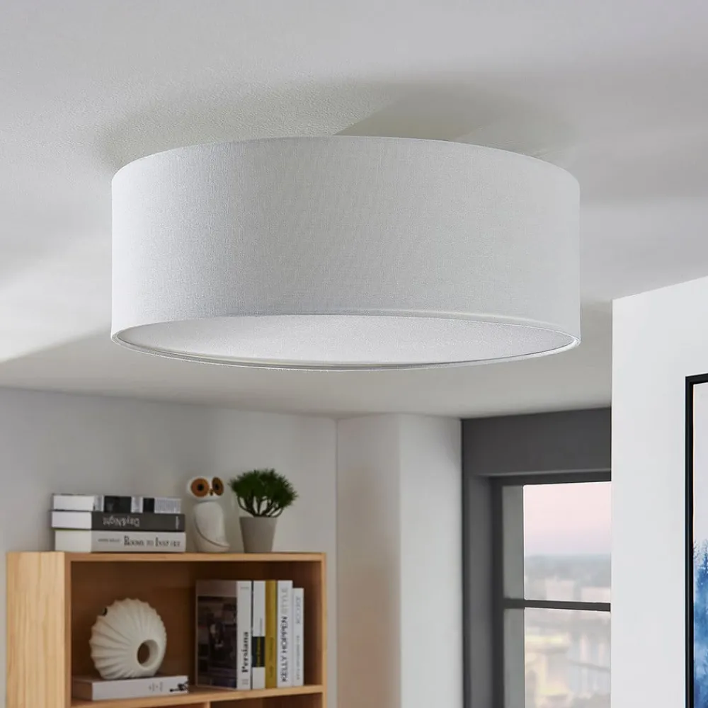 Lindby Loftlamper|Loftlamper > loftlampe Mariat, hvid, hør, Ø 45 cm, E27