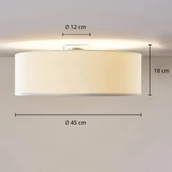 Lindby Loftlamper|Loftlamper > loftlampe Mariat, hvid, hør, Ø 45 cm, E27