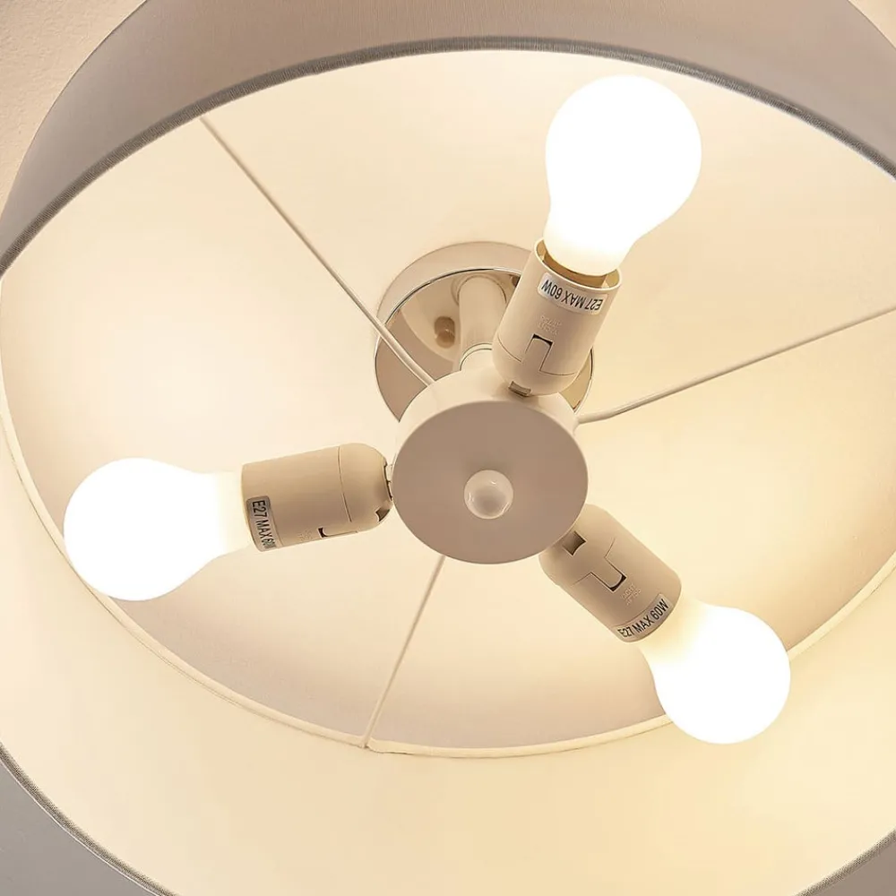 Lindby Loftlamper|Loftlamper > loftlampe Mariat, hvid, hør, Ø 45 cm, E27