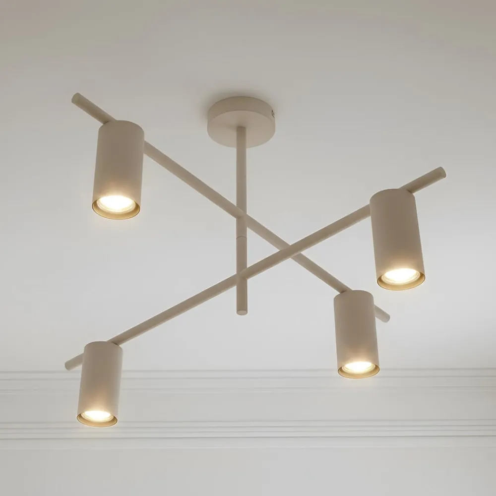 Lindby Loftlamper|Pendellamper > loftlampe Marilou, beige, 4 lyskilder, Ø 70 cm
