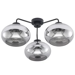 Loftlamper|Loftlamper ^ Lindby loftlampe Navidia, Ø 67 cm, sort, røgfarvet glas