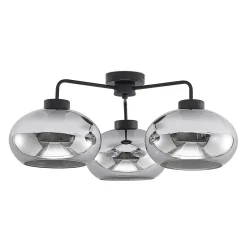 Loftlamper|Loftlamper ^ Lindby loftlampe Navidia, Ø 67 cm, sort, røgfarvet glas
