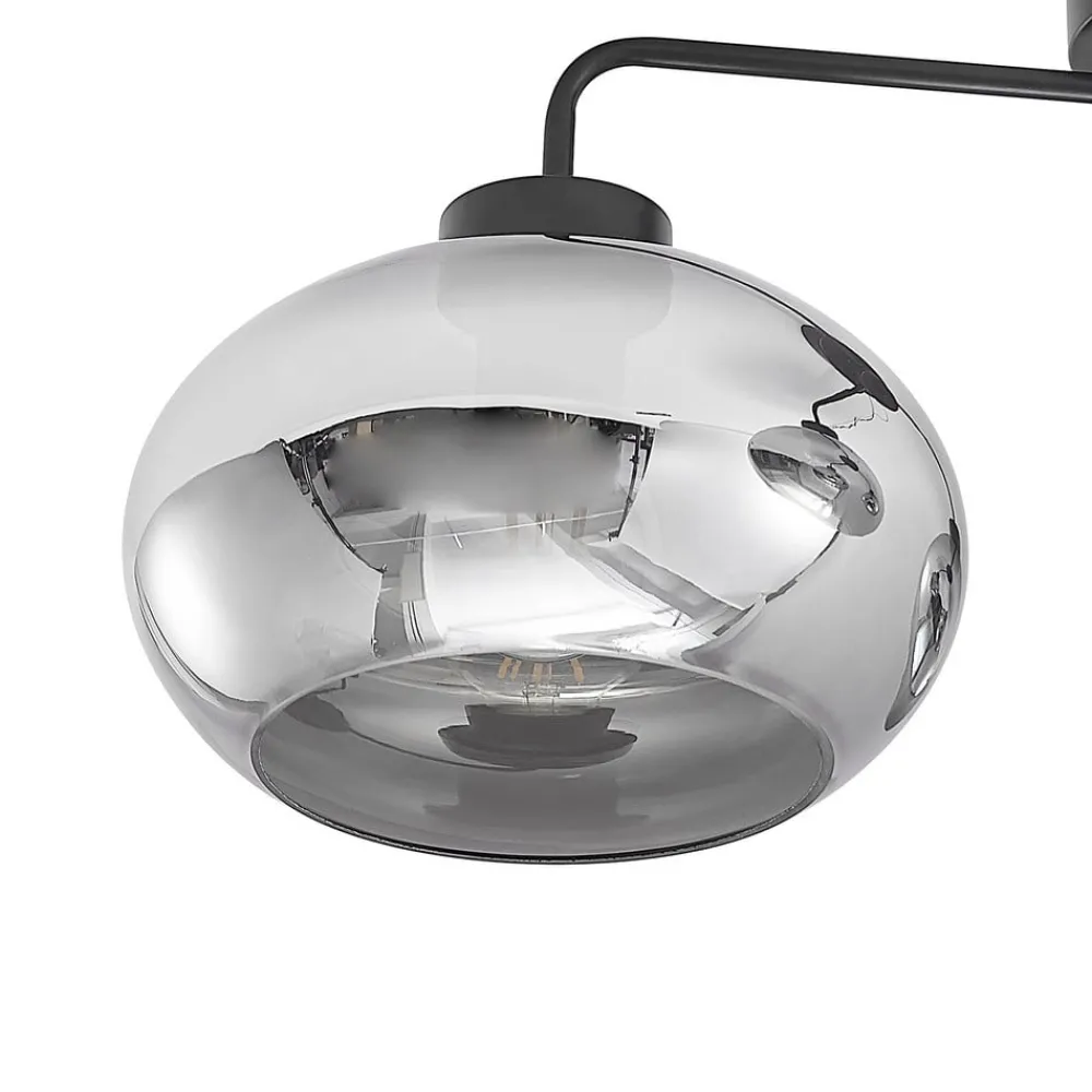Loftlamper|Loftlamper ^ Lindby loftlampe Navidia, Ø 67 cm, sort, røgfarvet glas
