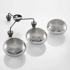 Loftlamper|Loftlamper ^ Lindby loftlampe Navidia, Ø 67 cm, sort, røgfarvet glas