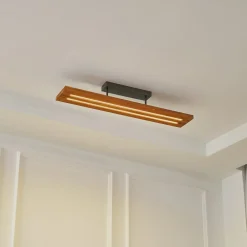 Lindby Loftlamper|Loftlamper > loftlampe Nesaja, sort, træ, 98 cm, dæmpbar