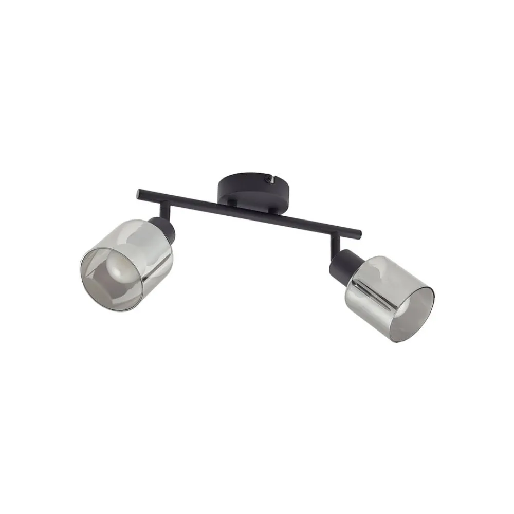 Spotlights ^ Lindby loftlampe Netty, 4 lyskilder, grå, glas