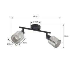 Spotlights ^ Lindby loftlampe Netty, 4 lyskilder, grå, glas