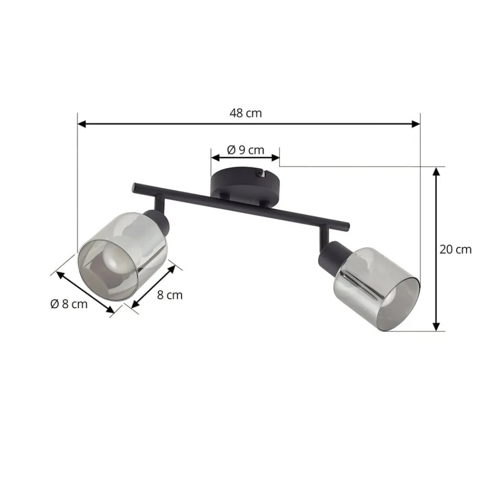 Spotlights ^ Lindby loftlampe Netty, 4 lyskilder, grå, glas