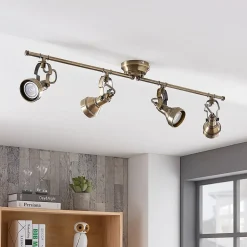 Lindby Loftlamper|Loftlamper > loftlampe Perseas, 78 cm, 4 lyskilder, antik messing, GU10