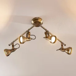 Lindby Loftlamper|Loftlamper > loftlampe Perseas, 78 cm, 4 lyskilder, antik messing, GU10