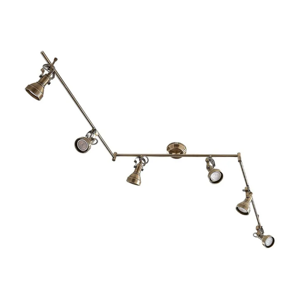 Gang|Loftlamper ^ Lindby loftlampe Perseas, 180 cm, 6 lyskilder, antik messing, GU10