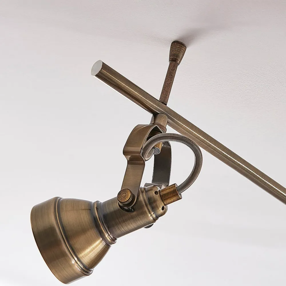 Gang|Loftlamper ^ Lindby loftlampe Perseas, 180 cm, 6 lyskilder, antik messing, GU10