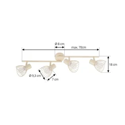 Loftlamper|Loftlamper ^ Lindby loftlampe Piena, beige, 4 lyskilder, metal, 70 cm